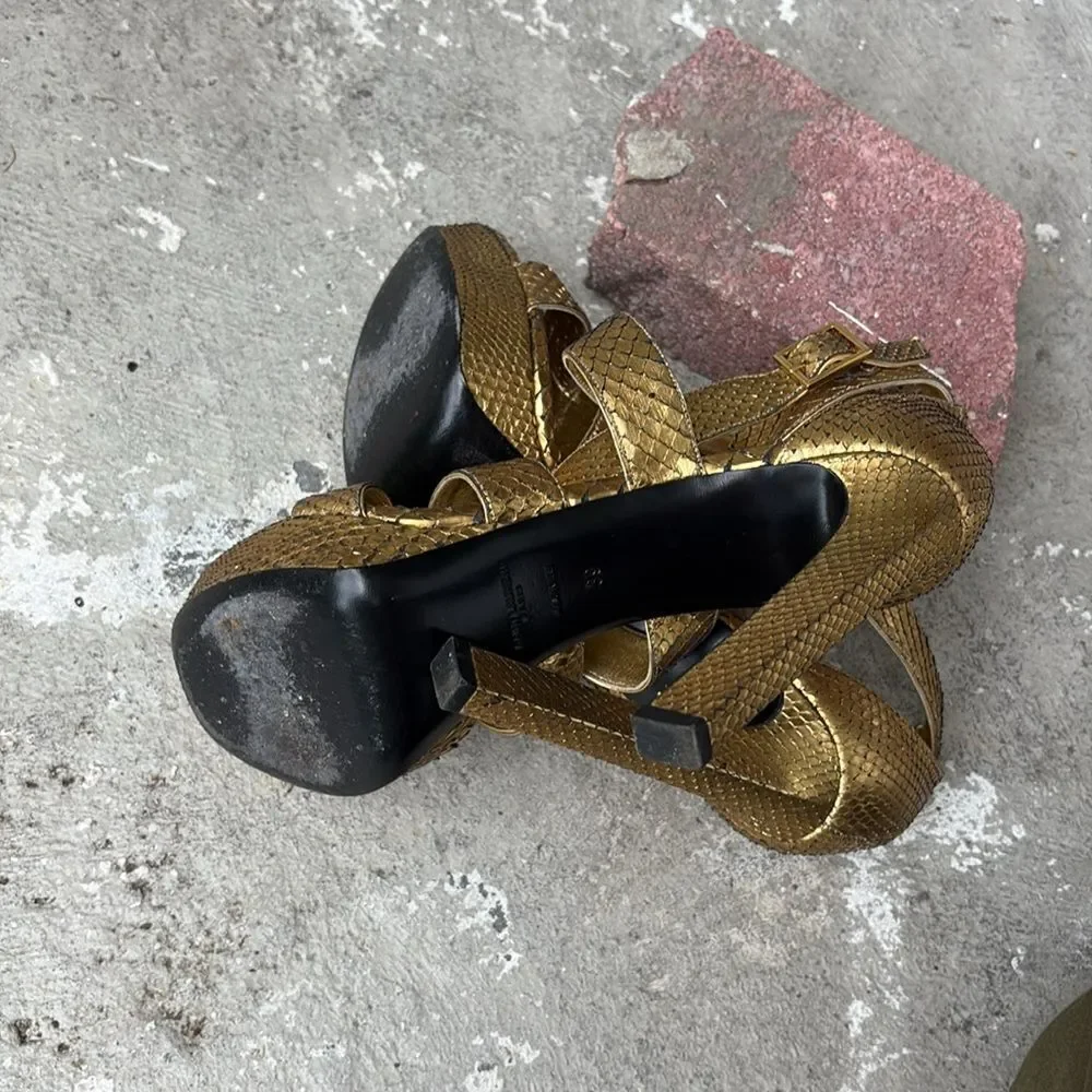 Saint Laurent python cosmo lame sandals